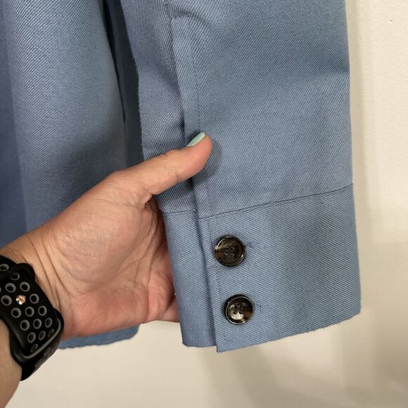 LuLaRoe Abigail Shacket Jacket M Blue Button Front Trendy Longline Travel NWOT - Picture 6 of 10